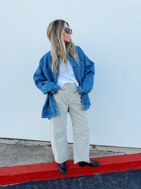 Alyssa Striped Barrel Jeans - ascot + hart