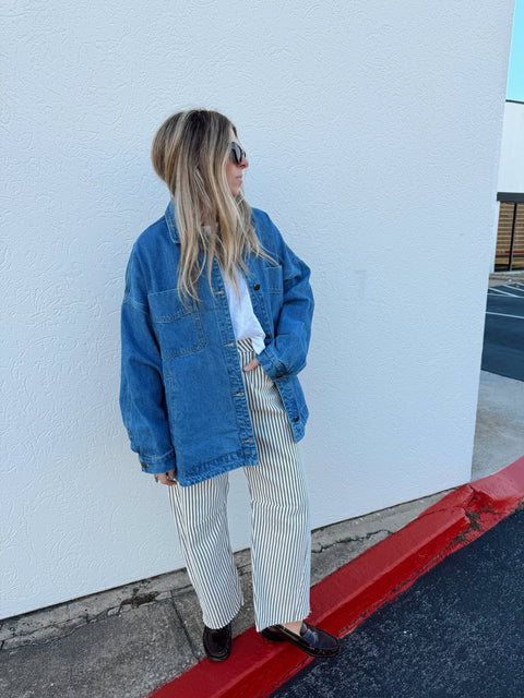 Alyssa Striped Barrel Jeans - ascot + hart
