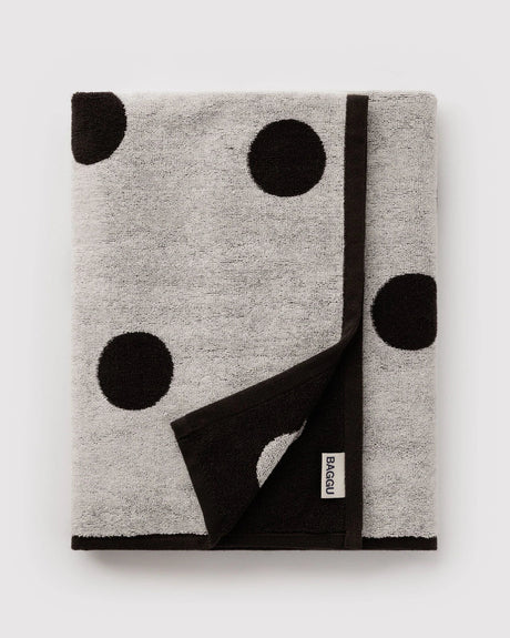 Bath Towel - Cream and Black Polka Dot - ascot + hart
