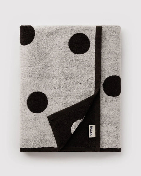 Bath Towel - Cream and Black Polka Dot - ascot + hart