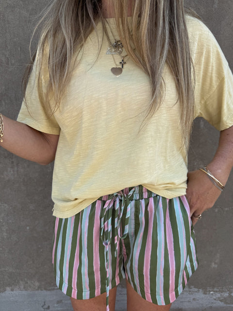 Baylis Satin Striped Shorts - ascot + hart