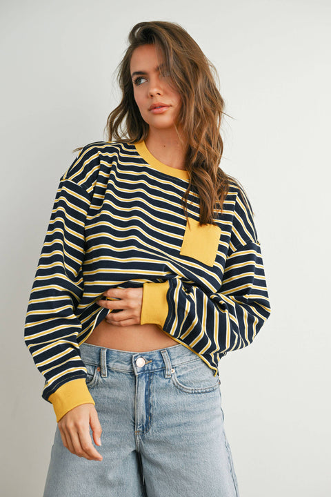 Layna Striped Crew Neck Long Sleeve