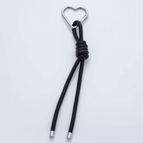 Black Leather Knot Cord Heart Bag Charm - ascot + hart