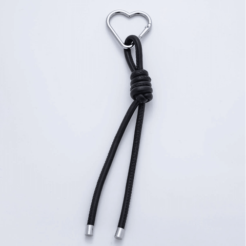 Black Leather Knot Cord Heart Bag Charm - ascot + hart