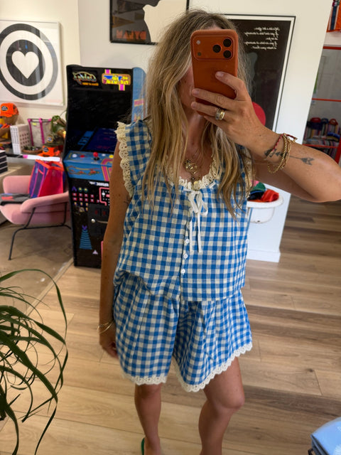 Blue Bay Gingham Birdie Top - ascot + hart