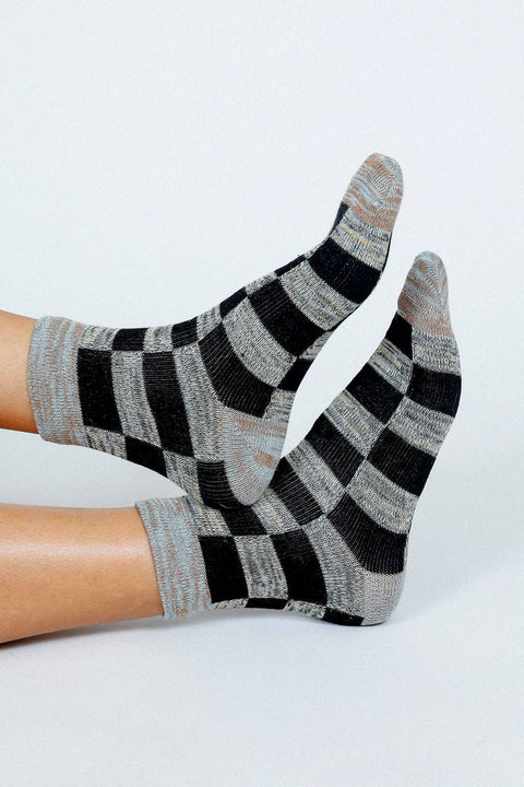 Boxy Checkered Ankle Socks - ascot + hart
