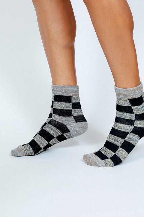Boxy Checkered Ankle Socks - ascot + hart