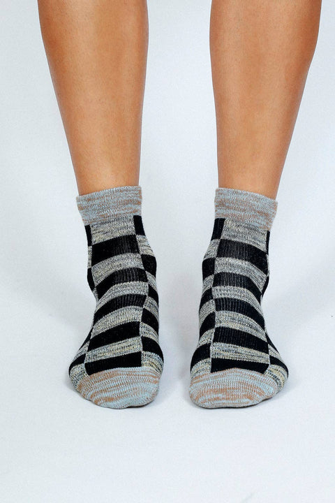 Boxy Checkered Ankle Socks - ascot + hart