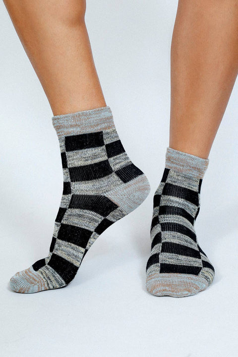 Boxy Checkered Ankle Socks - ascot + hart