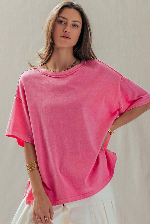 Callie Oversized Mineral Wash Tee - ascot + hart