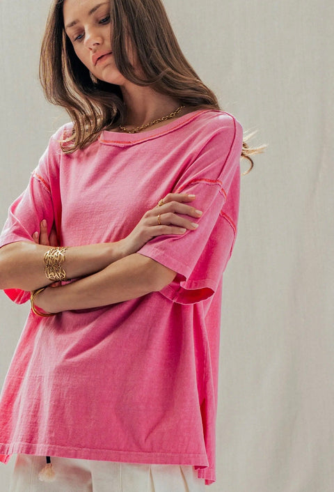 Callie Oversized Mineral Wash Tee - ascot + hart
