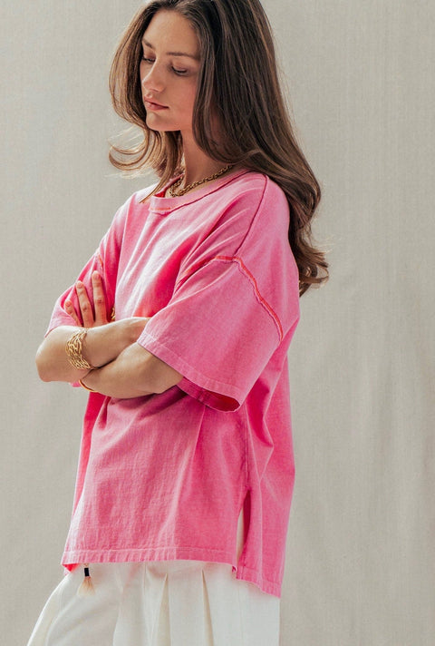 Callie Oversized Mineral Wash Tee - ascot + hart