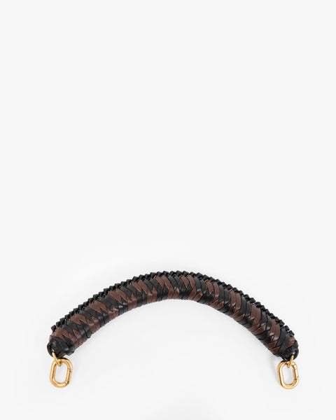 Clare V. Flat Braided Top Handle - Chocolate/Black - ascot + hart