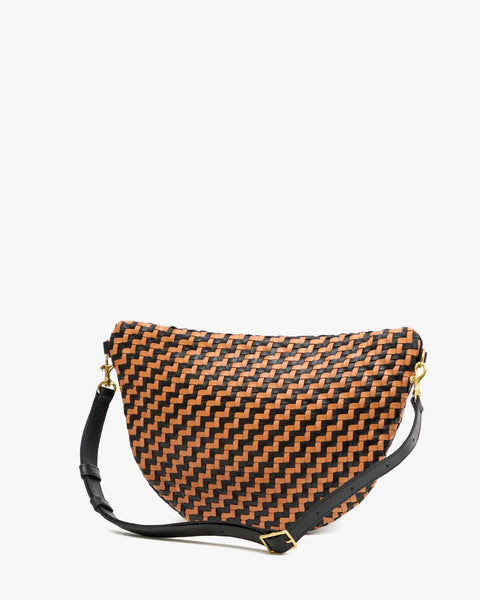 Clare V. Grande Fanny - Black/Natural Woven Zig - Zag - ascot + hart