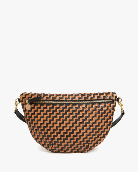 Clare V. Grande Fanny - Black/Natural Woven Zig - Zag - ascot + hart