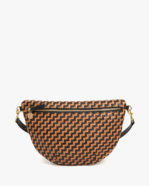 Clare V. Grande Fanny - Black/Natural Woven Zig - Zag - ascot + hart