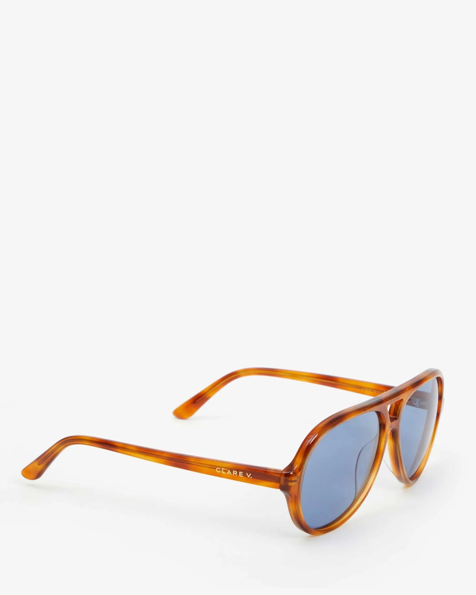 Clare V. Amber Tortoiseshell Aviator Sunglasses with Branded Pouch Aviator Crossover - Amber Tortoise Polarized – Shady Rays  main image 3