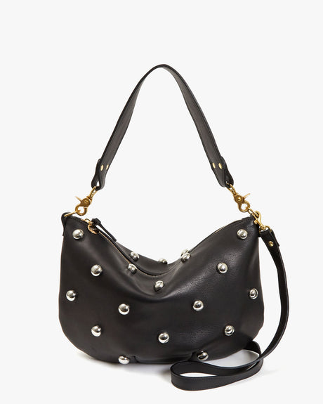 Clare V. Moyen Messenger - Black Naturelle w/ Studs - ascot + hart