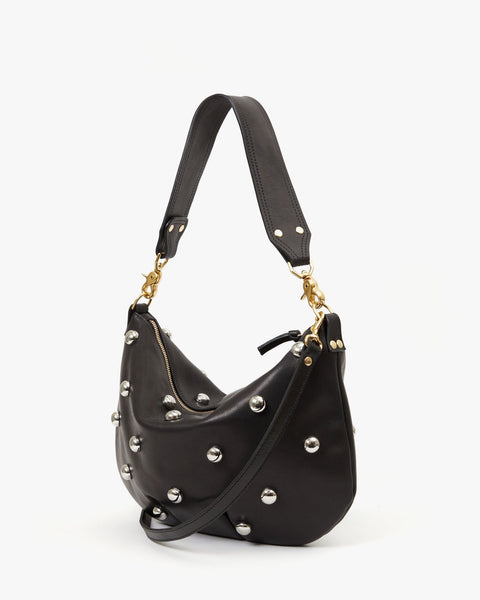 Clare V. Moyen Messenger - Black Naturelle w/ Studs - ascot + hart