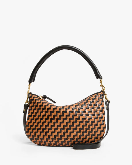 Clare V. Petit Moyen - Black/Natural Woven Zig - Zag - ascot + hart