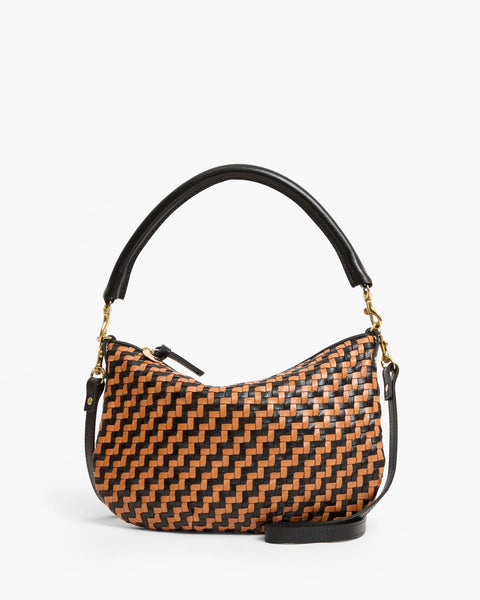 Clare V. Petit Moyen - Black/Natural Woven Zig - Zag - ascot + hart