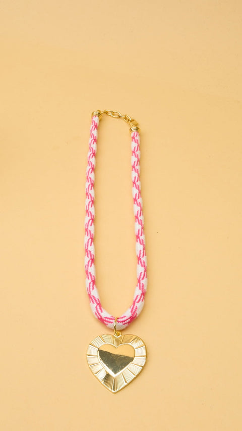 Cord Heart Charm Necklace - ascot + hart