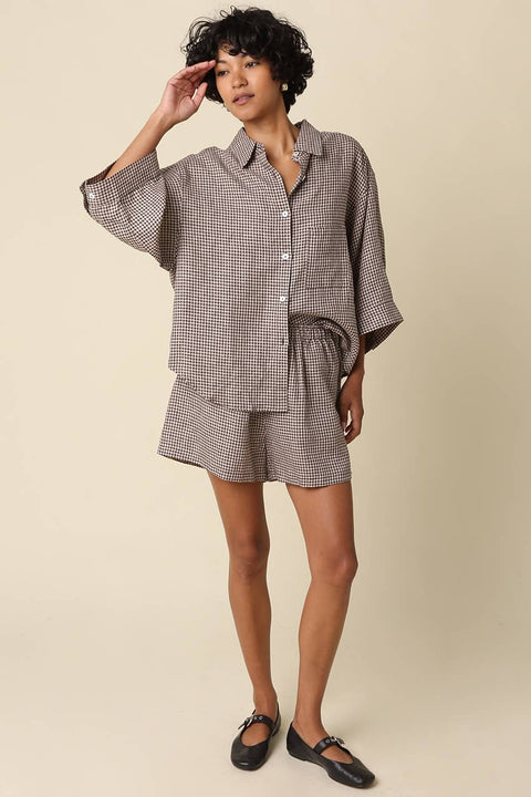 Luna Gingham Linen Shorts