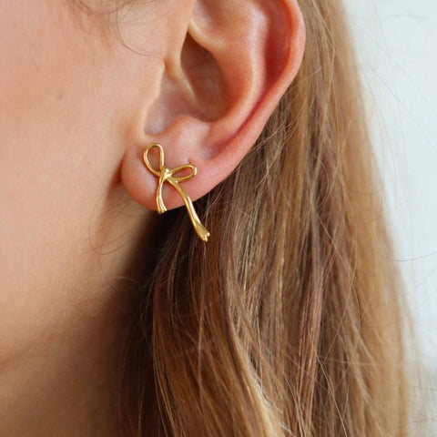 Dainty Bow Stud Earrings - ascot + hart