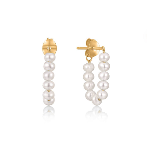Eloise Pearl Chain Hoops - ascot + hart