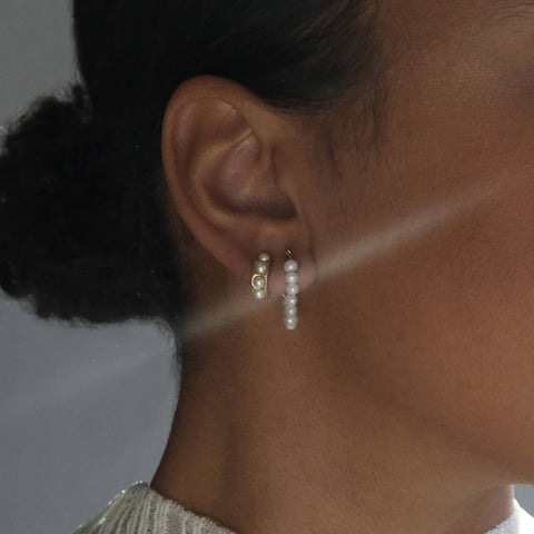Eloise Pearl Chain Hoops - ascot + hart