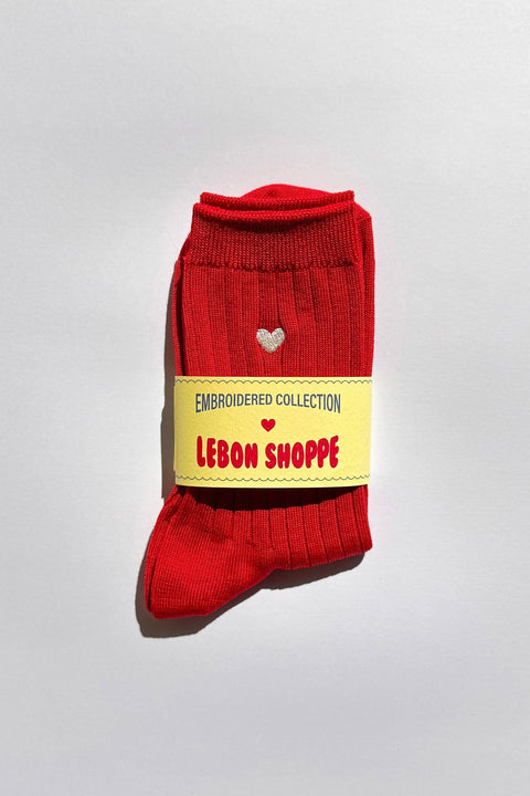 Embroidered Heart Her Socks - ascot + hart