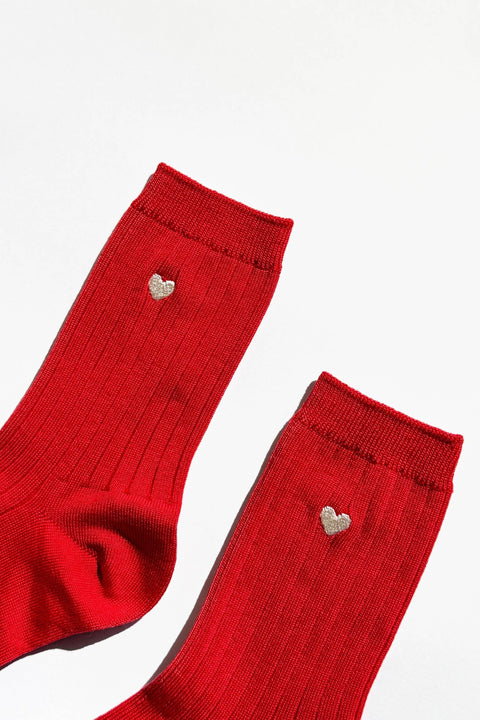 Embroidered Heart Her Socks - ascot + hart