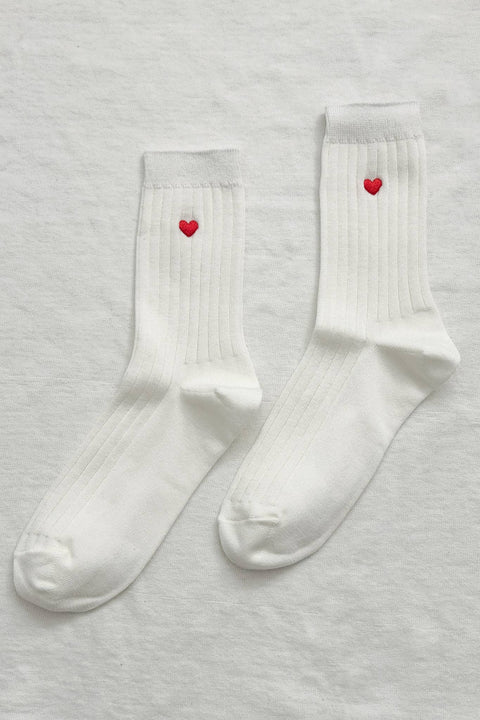 Embroidered Heart Her Socks - ascot + hart
