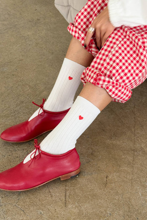 Embroidered Heart Her Socks - ascot + hart
