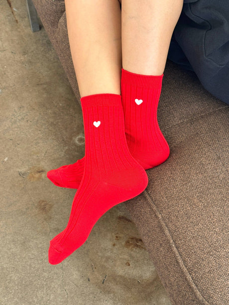 Embroidered Heart Her Socks - ascot + hart