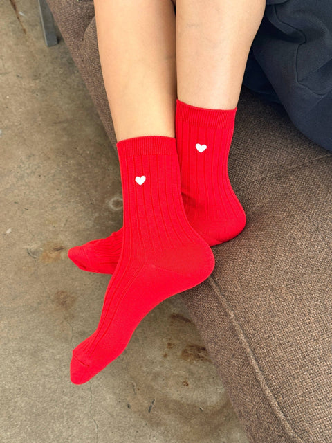 Embroidered Heart Her Socks - ascot + hart