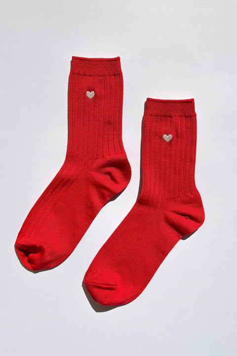 Embroidered Heart Her Socks - ascot + hart
