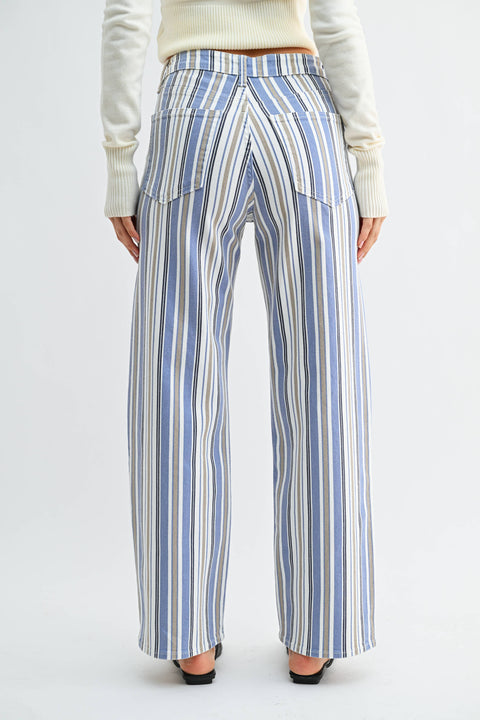 Nicola Striped High Rise Jeans