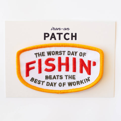 Fishin' Beats Workin' Embroidered Iron on Patch - ascot + hart