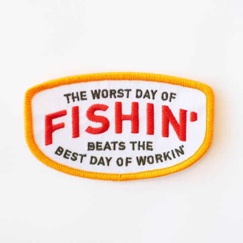 Fishin' Beats Workin' Embroidered Iron on Patch - ascot + hart