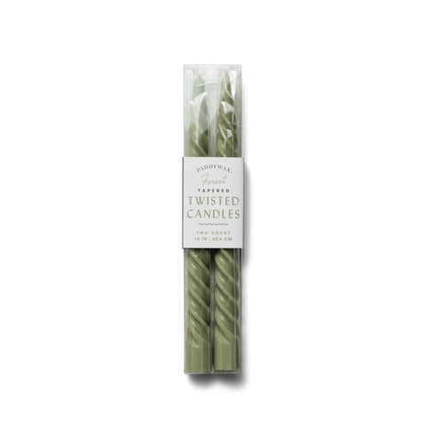 Forest Green Twisted Taper Candles - ascot + hart
