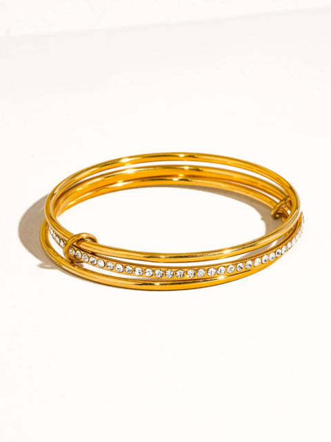 Frisson Rhinestone Stack Bracelet - 18K - ascot + hart