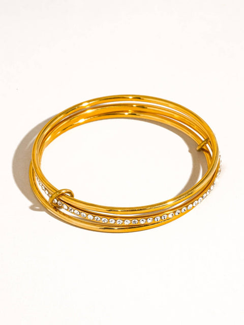 Frisson Rhinestone Stack Bracelet - 18K - ascot + hart