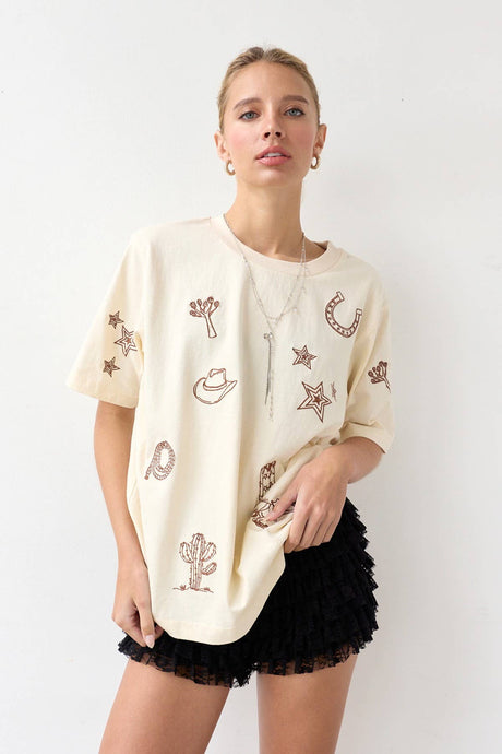 Gia Cowboy Embroidered Tee - ascot + hart