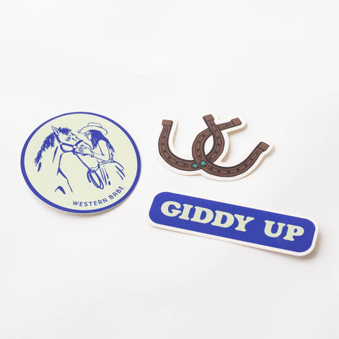 Giddy Up Vinyl Sticker Three - Pack - Cowgirl Theme - ascot + hart