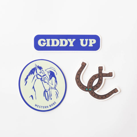 Giddy Up Vinyl Sticker Three - Pack - Cowgirl Theme - ascot + hart