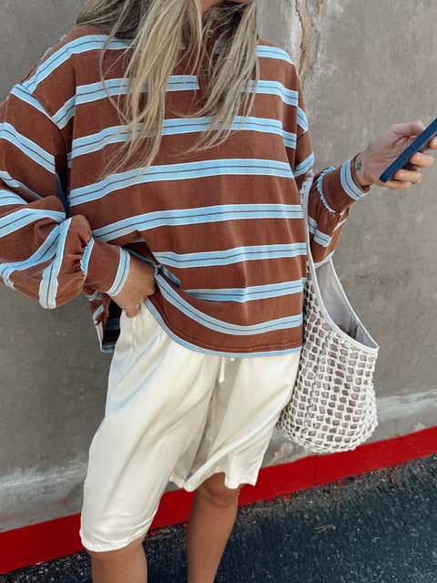 Gigi Striped Oversized Polo - ascot + hart
