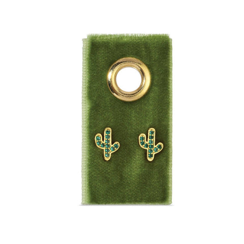 Green Pave Cactus Stud Earrings - ascot + hart