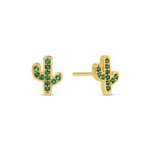 Green Pave Cactus Stud Earrings - ascot + hart