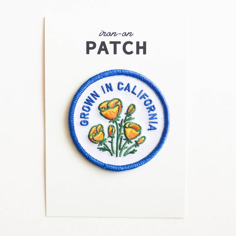 Grown In California Embroidered Iron on Patch - Golden Poppy - ascot + hart